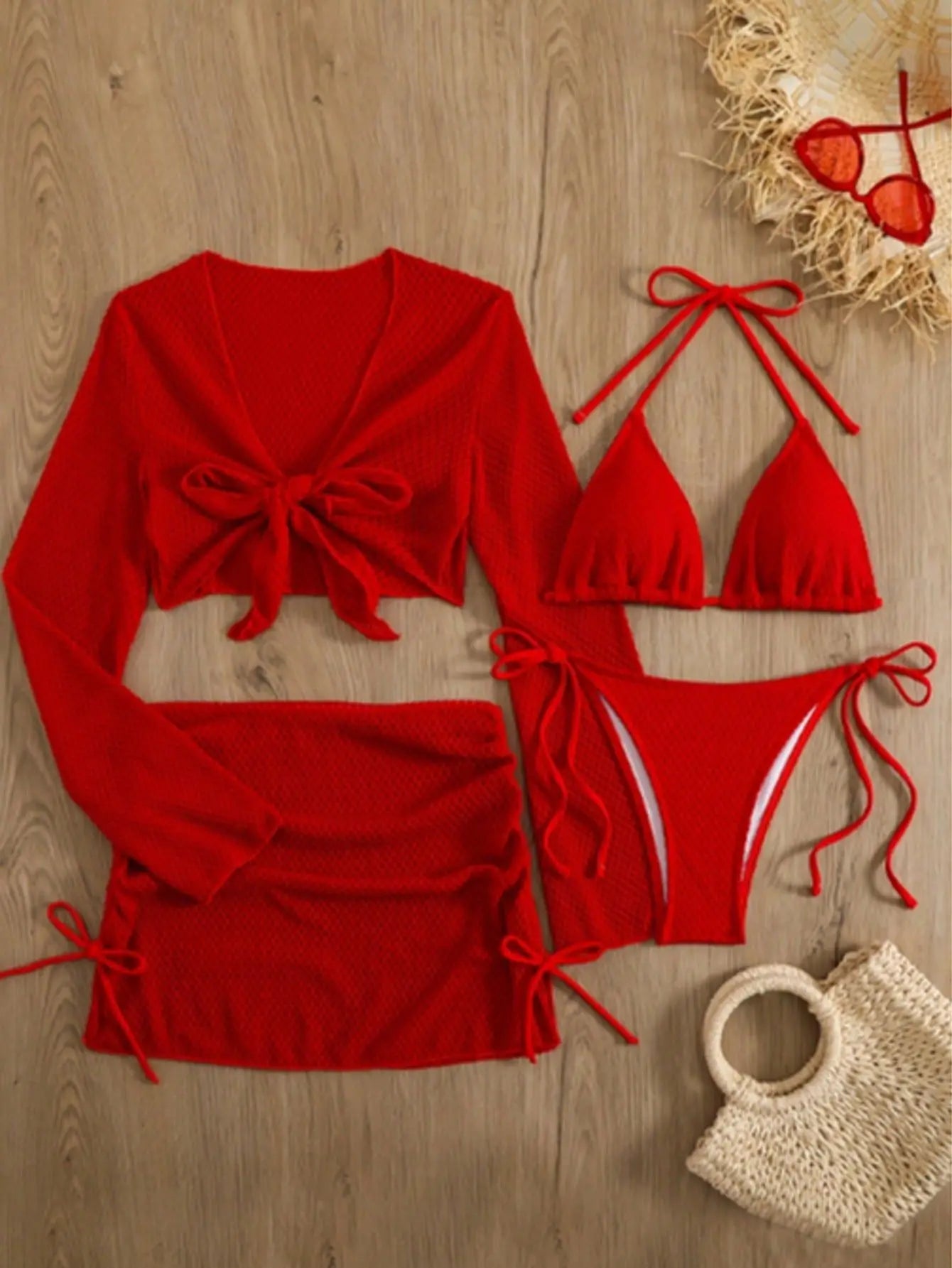 Sexy Damen Bikini Set – 4-teilig, High Waist, ohne Bügel